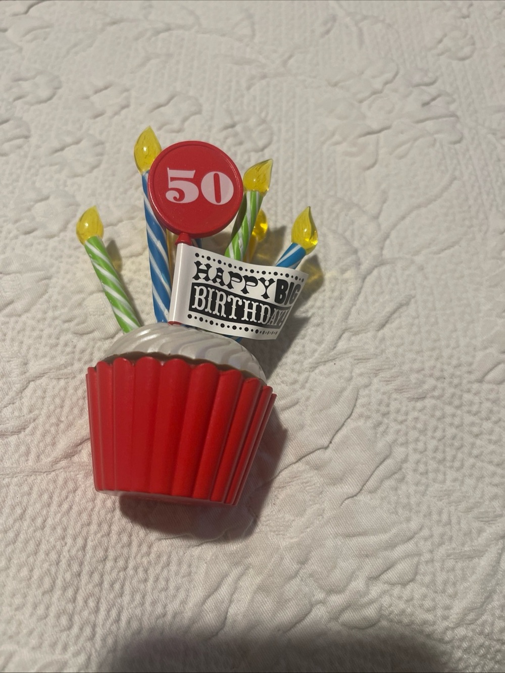 Hallmark Red Cupcake Birthday Ornament with Yellow Flame Candles